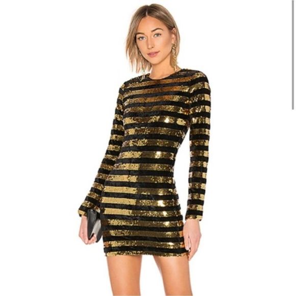 RtA Silver Crystal Striped Sequin Velvet Mini Dress - Picture 2 of 8